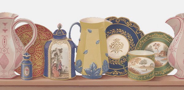 VINTAGE PORCELAIN VAL-DE-LOIRE WALLPAPER WALL BORDER