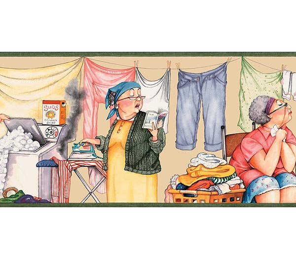 Laundry Green Soap Day Wallpaper Wall Border