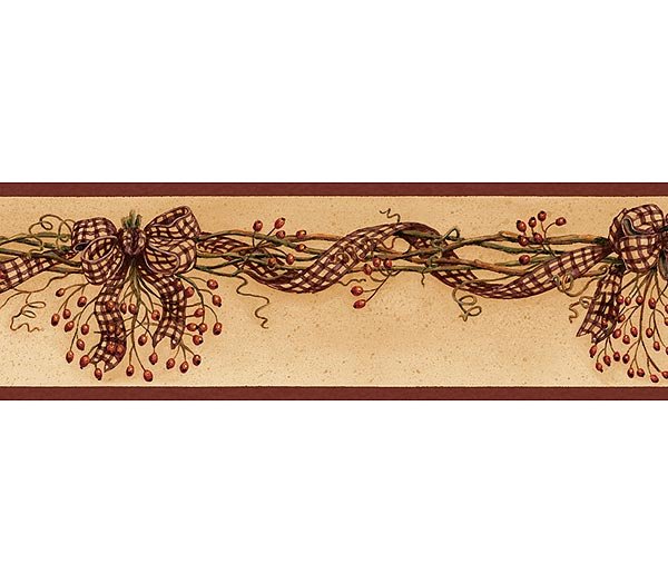 Burgundy Rosehip Garland Wallpaper Wall Border