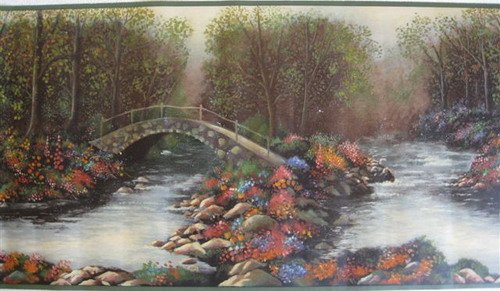 Green Woods River Lodge WALLPAPER WALL BORDER
