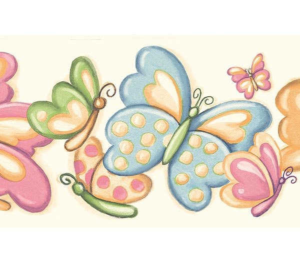 Pastel Bubbly Butterflies Wallpaper Wall Border