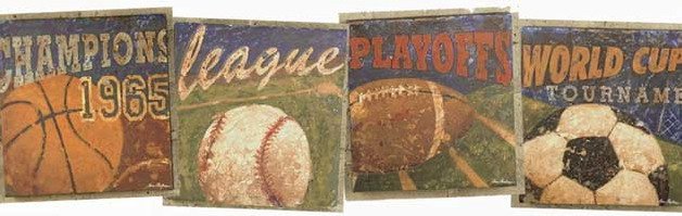 Beige Sport Champs Cards Balls Wallpaper Wall Border