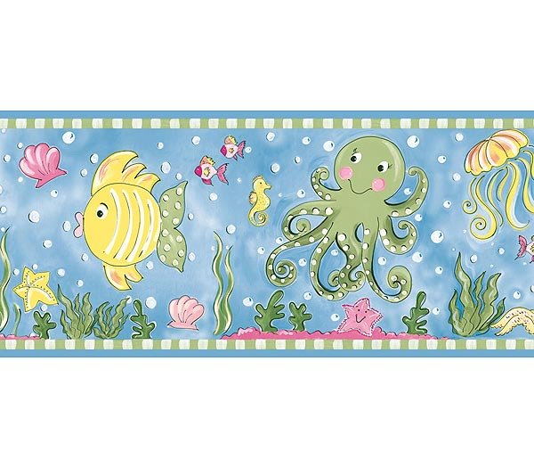 Blue Underwater Bathroom Kids Wallpaper Wall Border