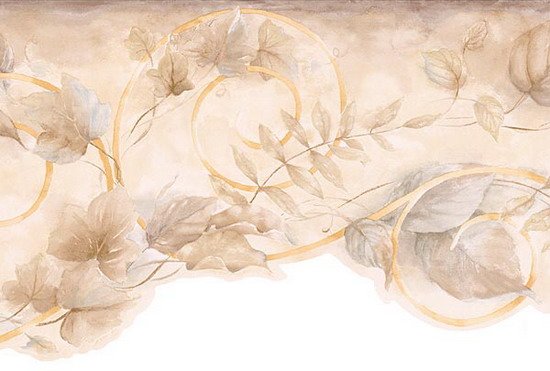 VICTORIAN BEIGE GOLDEN SWIRL WALLPAPER WALL BORDER