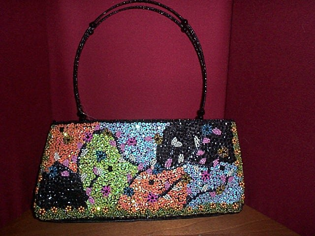 GaBaangs Black Beaded After Five Bag Handbag Purse Sequins