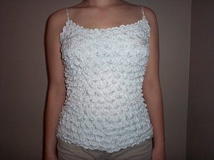 Popcorn Blouse White Thin Strap Top no wrinkle Easy Travel Shirt