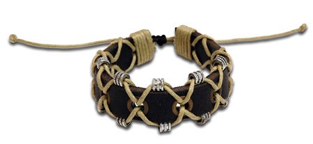 Leather Linen Armband Bracelet Hippie Style Jewelry Adjustable
