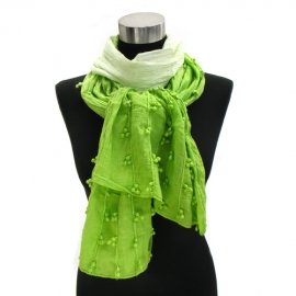 Scarf Lime Green Cotton Ombre accent cluster balls