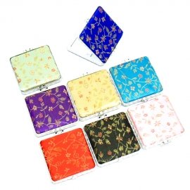 One Cosmetic Mirror Satin Fabric square lightweight Make Up Compact