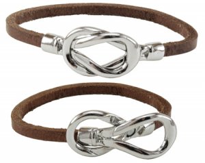 One Leather Bracelet Silver Tone Clasp Hippie Style