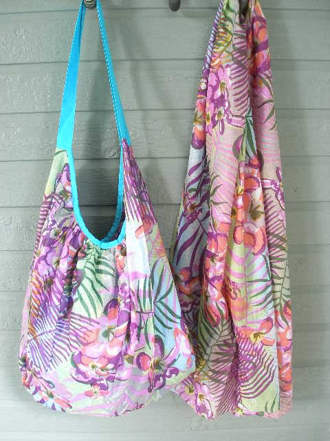 Colorful Grape Print Hobo Bag & Scarf Set Cotton Zip Close Tote