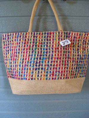 Large Bag Viva Beads Inspired VB2 Handbag Natural w/ Zipper Closure
