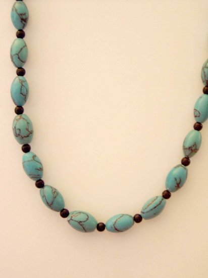 turquoise and black seed beed necklace