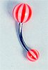 12 Gauge Red & White Striped Belly Ring