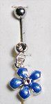 14 Gauge Small Blue Flower Dangle Belly Ring