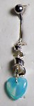 14 Gauge Light Blue Heart Dangle Belly Ring