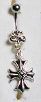 14 Gauge Gothic Cross Dangle Belly Ring