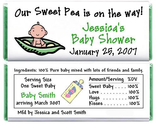 25 PERSONALIZED BABY SHOWER CANDY WRAPPER FAVORS