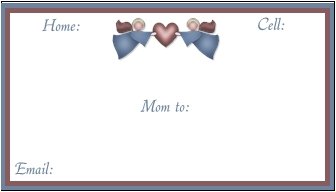 MOM TO MOM INFORMATION CARDS Mommy Cards