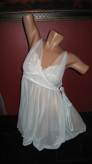 BETSEY JOHNSON GREEN BABY DOLL negligee DRESS WITH MATCHING THONGS