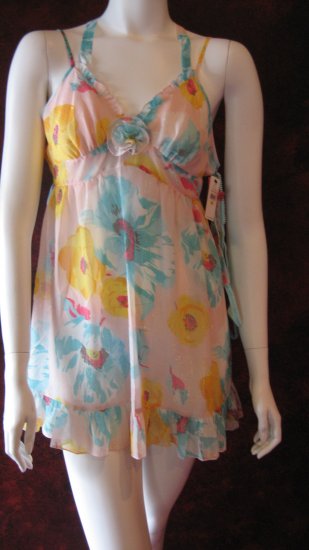 Betsey Johnson Multicolor shimmer chiffon babydoll negligee dress