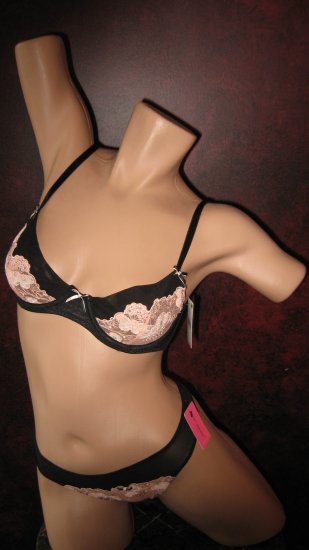 Betsey Johnson pink mesh butterfly bra and thong set