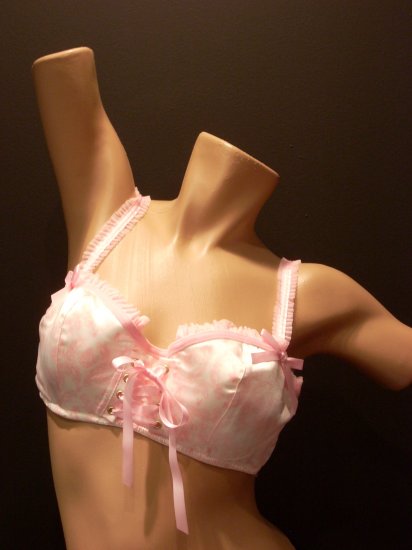 PLAY BOY WHITE AND PINK CORSET BRA