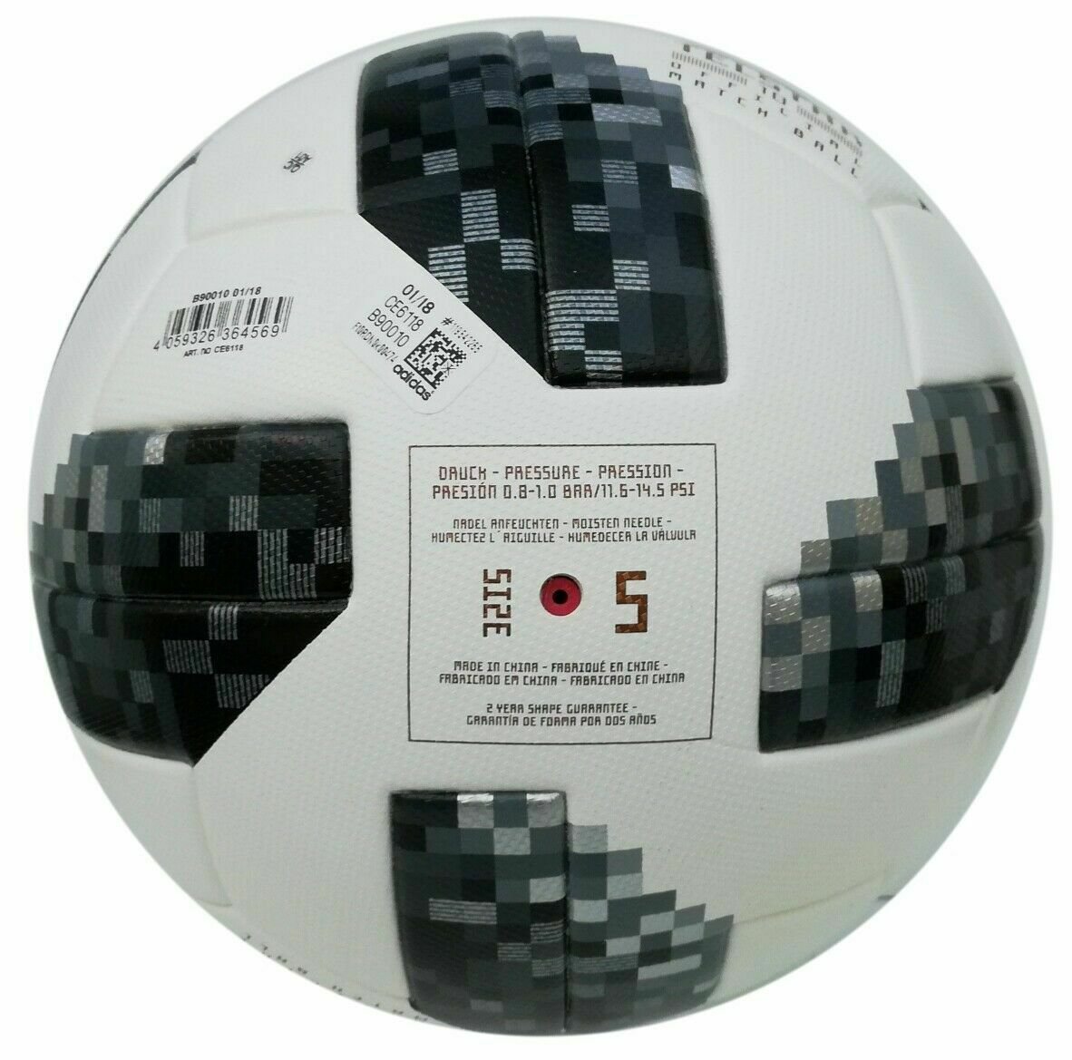 Adidas Black Telstar Soccer Ball Fifa World Cup Russia Match