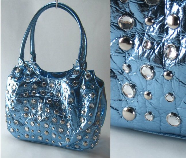 Metallic Handbags with Studded Front