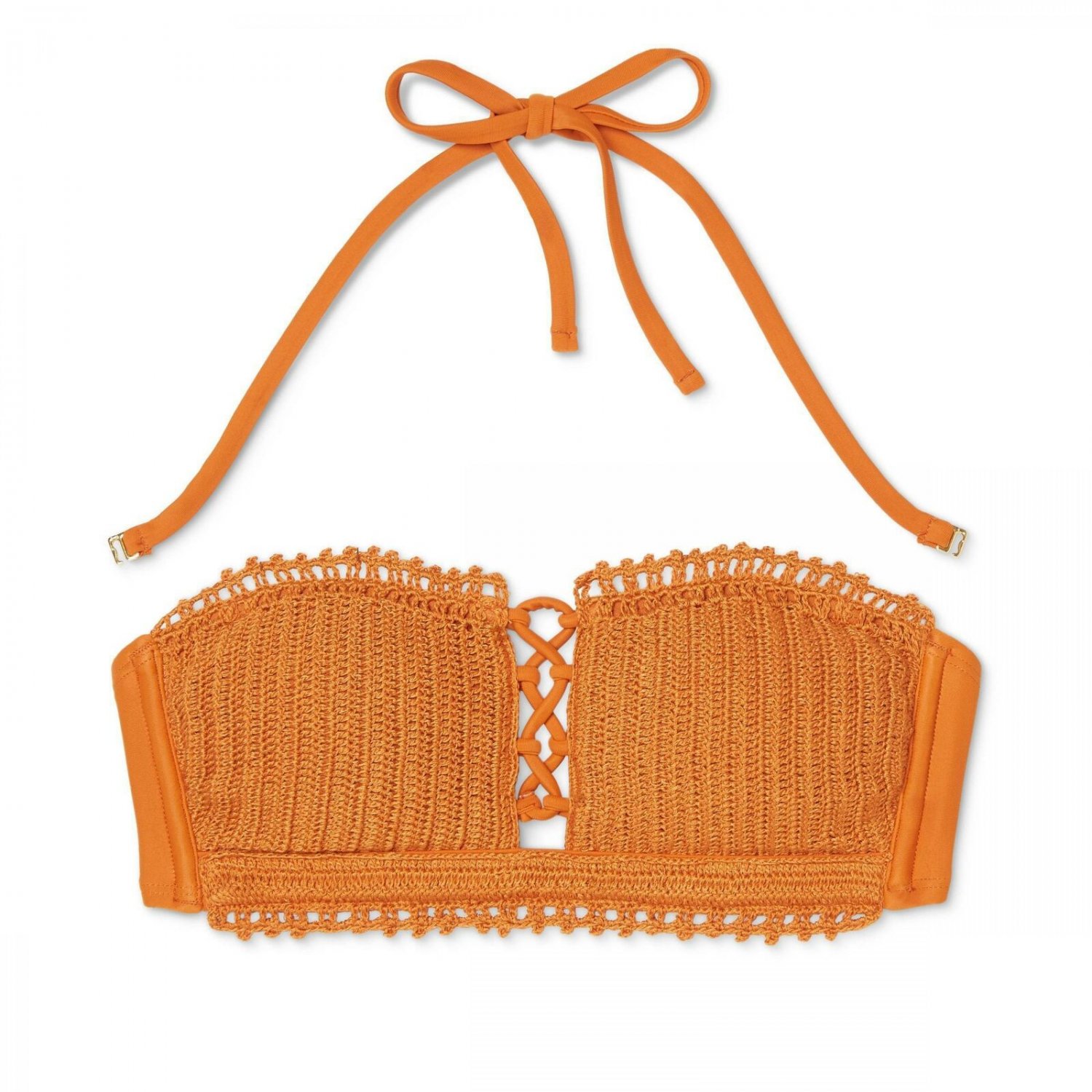 Xhilaration Women S Strappy Crochet Bandeau Bikini Top D DD Pumpkin