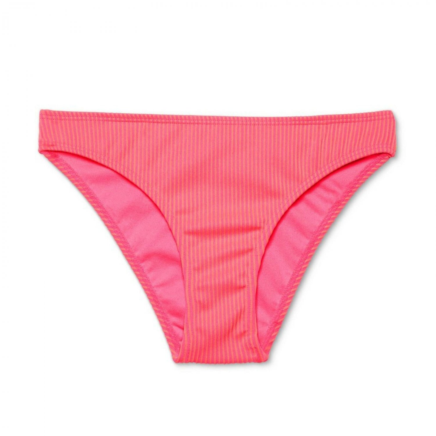 Xhilaration Women S Ribbed Cheeky Bikini Bottom Small Bright Neon Pink