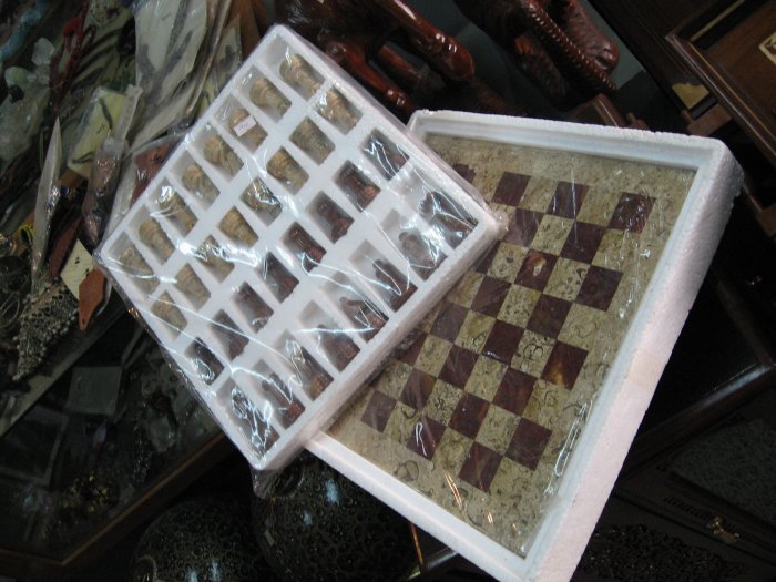 Brown and Skin Marble Chess Set