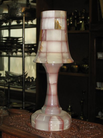 Brown and Light Green Table Marble Lamp