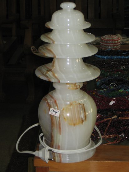 White & Brown Marble Table Lamp.