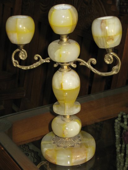 Yellow & white Marble Candle Lamp.
