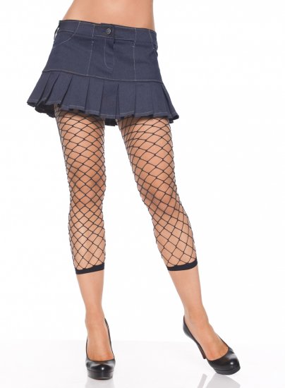 Diamond Net Footless Tights- O/S BLACK