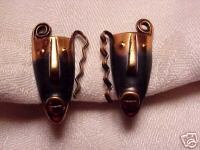 Rebajes African Faces Copper Earrings