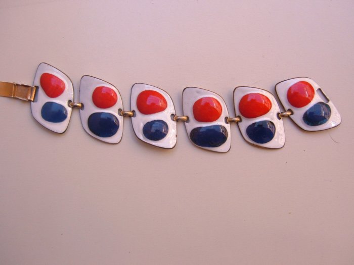 KAY DENNING Copper ENAMEL Vintage Bracelet Modernist