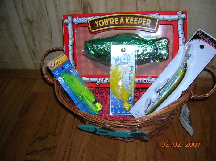 You're a Keeper, Valentine's Day Fishing Gift Basket, Wicker