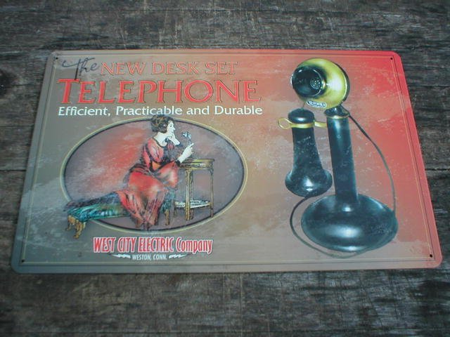 VINTAGE STYLE DESK TELEPHONE TIN SIGN METAL AD SIGNS T