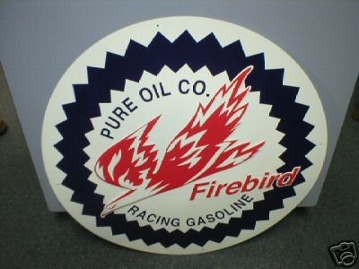 PURE OIL COMPANY FIREBIRD RACING GASOLINE TIN SIGN P