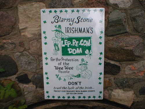Blarney Stone Lep-Re-Con-Dom TIN SIGN