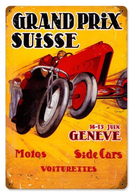 Grand Prix Suisse vintage metal sign