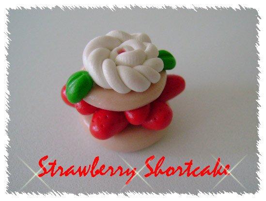 Polymer clay Strawberry Shortcake Single Bead