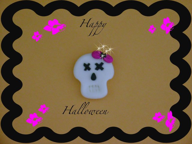 Boutique Polymer Clay Skull Pin Glow in the dark