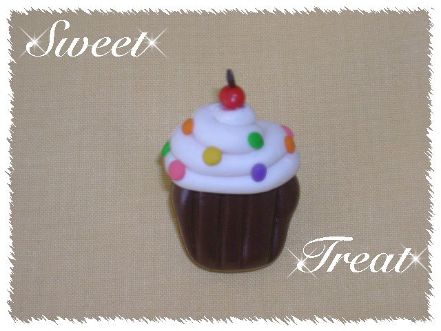 Polymer clay cupcake Cherry on Top Pin
