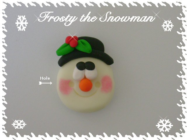Polymer Clay Christmas Frosty the Snowman Bead