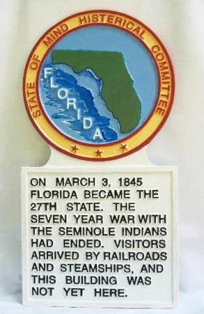 Florida State Histerical Marker Large Handpainted