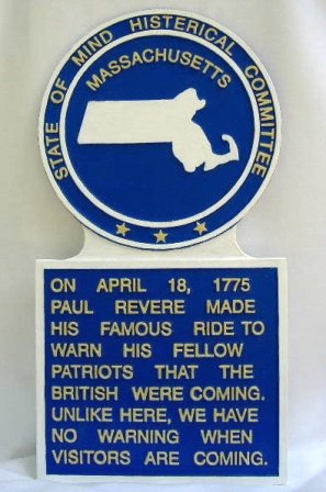 Massachusetts State Histerical Marker Large Handpainted