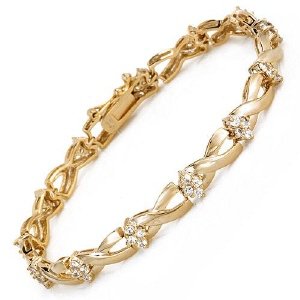 Cubic Zirconia Tennis Bracelet 14K/925 Plated Silver